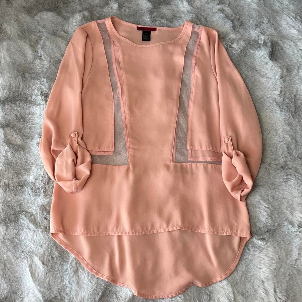 BKE Red Pink & Sheer Top-0322